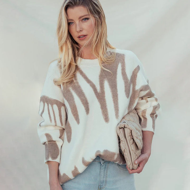 Damen lässiger Strickpullover mit einzigartigem Muster Drune