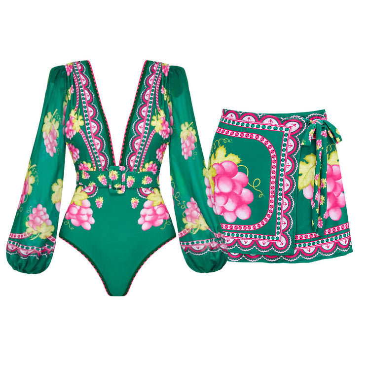 Damen Stylish Elegantes Badeanzug- und Rockset Drune