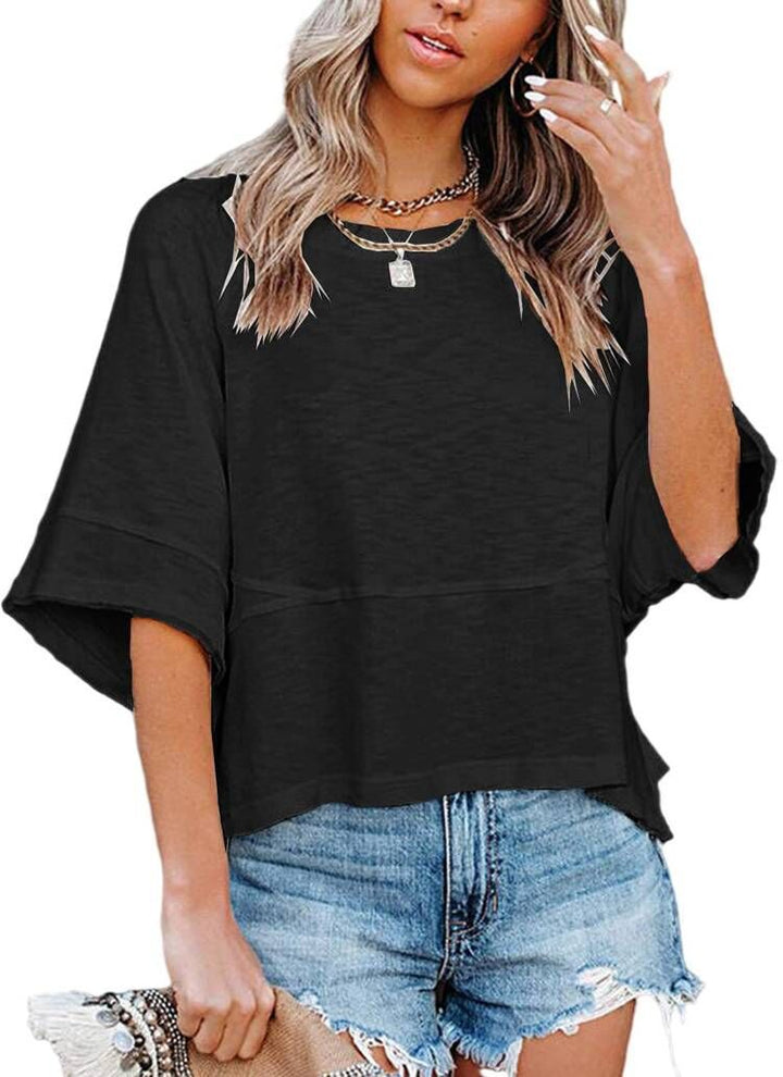 Damen Oversized Sommeroberteil mit lockerer Passform und lässigem Design Drune