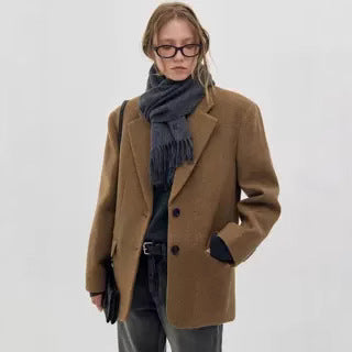 Damen Klassischer Oversize-Wollblazer Drune