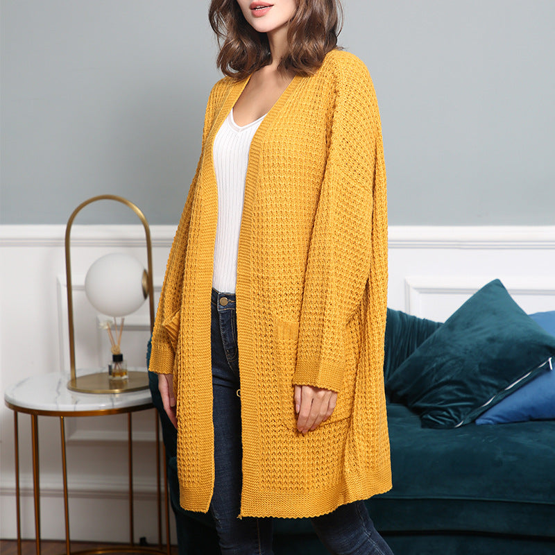 Damen lässiger Strickcardigan mit Taschen und offenem Schnitt Drune