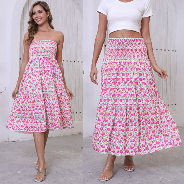 Damen Maxi-Rock mit voluminösen Rüschendetails und knöchellanger Passform Drune