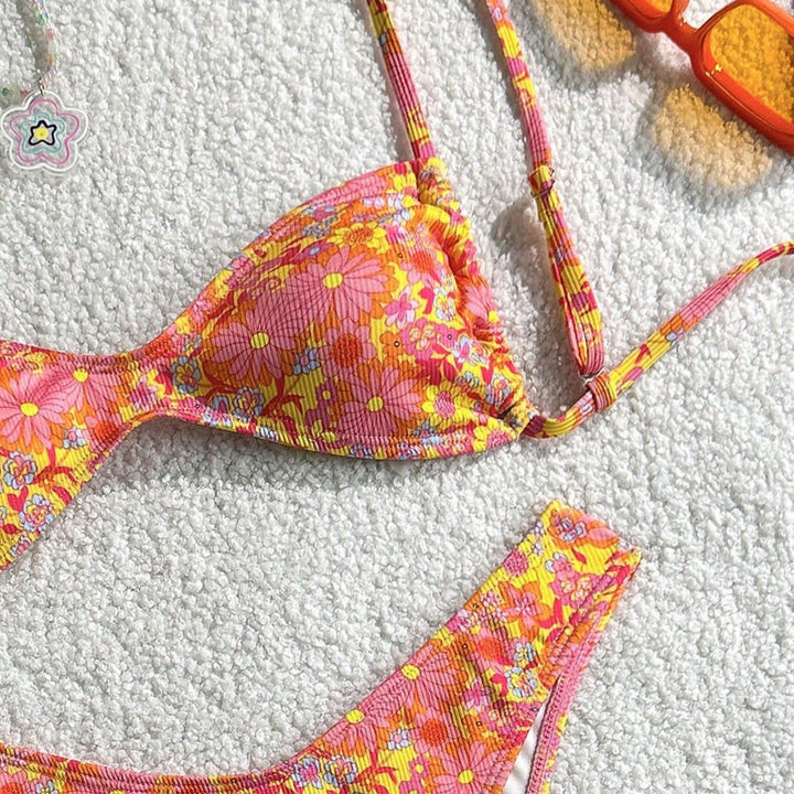 Damen Blumenmuster Bikini Drune