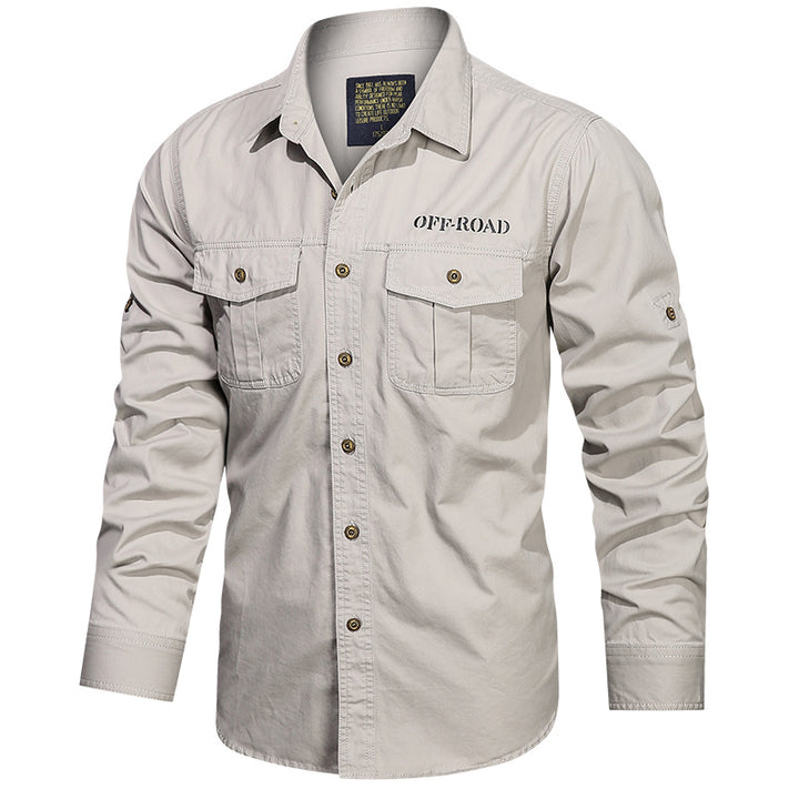 Herren nan robustes Utility-Hemd mit aufgesetzten Brusttaschen und Ärmelriegel Drune