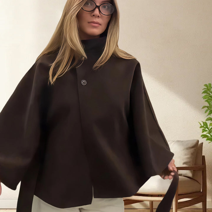 Damen Kapuzenjacke mit Wickelgürtel und elegantem Stehkragen Drune