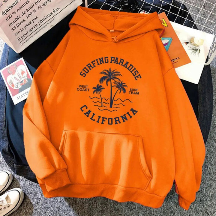 Damen Kapuzenpullover mit lässigem Surf-Motiv und hochwertiger Baumwollmischung Drune
