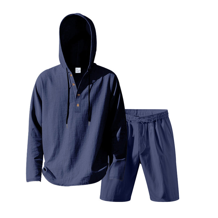 Herren lässiges Set mit Kapuze und Shorts Drune