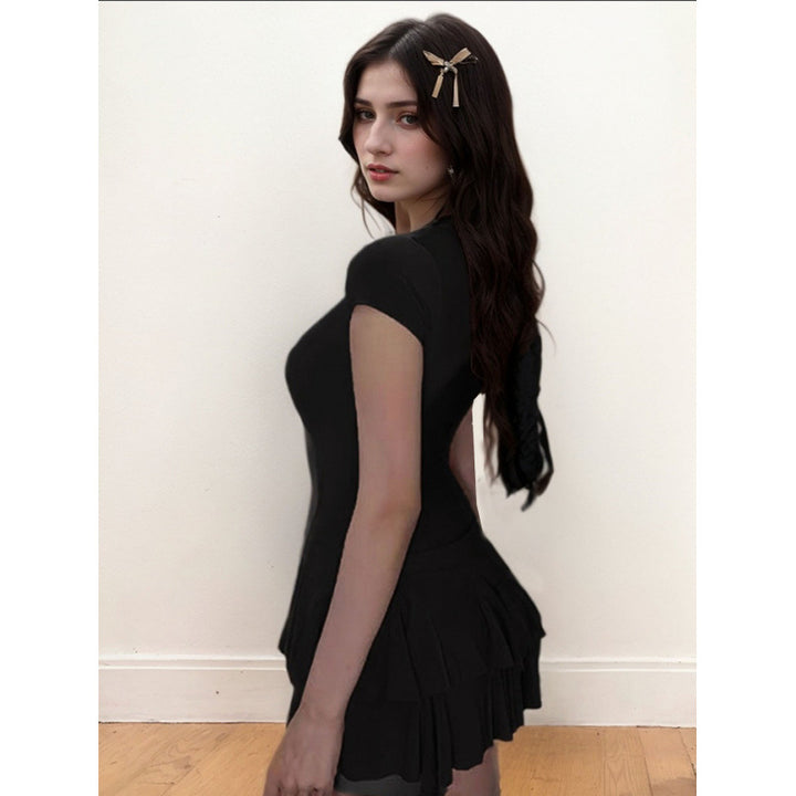 Damen Freizeitkleid mit fließendem Rock und raffinierten Rüschen Drune