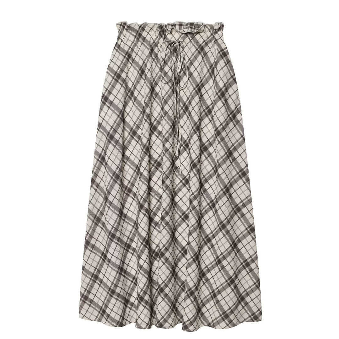 Damen Maxirock mit lässigem Kordelzug und karierter Musterung Drune