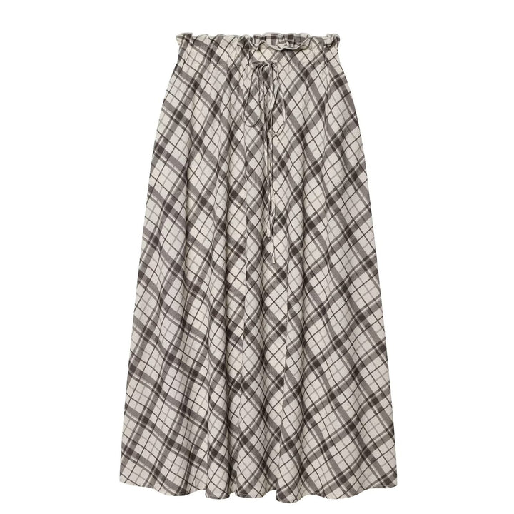 Damen Maxirock mit lässigem Kordelzug und karierter Musterung Drune