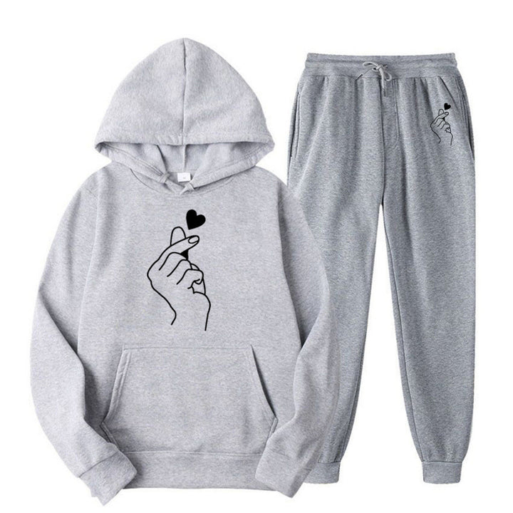 Damen Jogginganzug mit kreativem Herzmotiv und bequemer Passform Drune