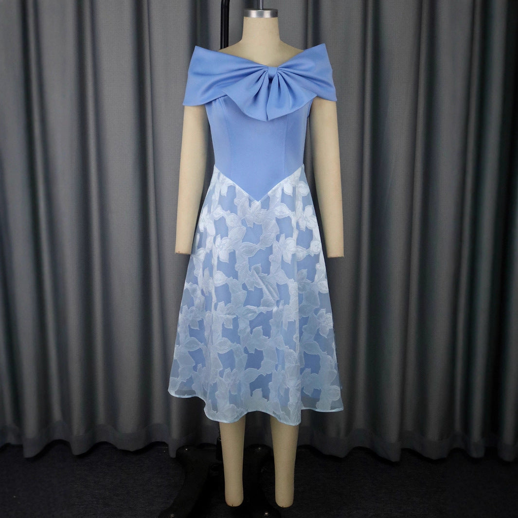 Damen festliches Cocktailkleid mit raffiniertem Überwurf und elegantem Rock Drune