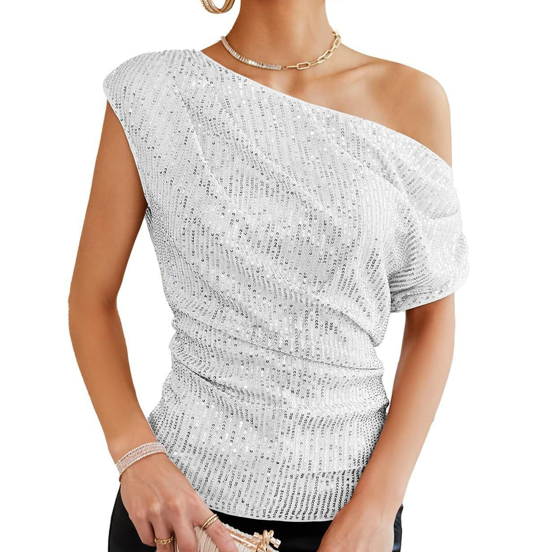 Damen schulterfreies Glamour-Shirt Drune
