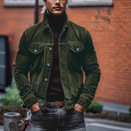 Herren modische Kordjacke mit praktischen Taschen und klassischem Schnitt Drune