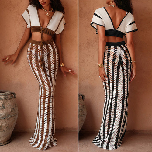 Damen Crop-Top und eleganter Palazzo-Hose Set Drune