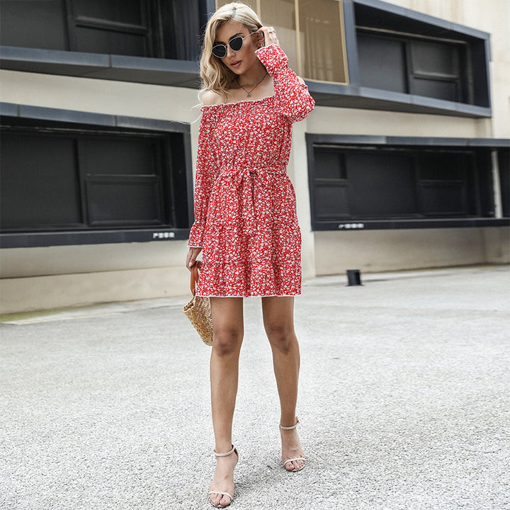 Damen lässiges Sommerkleid mit Rüschendetails und elastischem Taillengürtel Drune