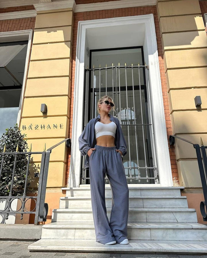 Damen Sportlicher Velours-Jogginganzug mit Kapuze und Komfort-Taille Drune