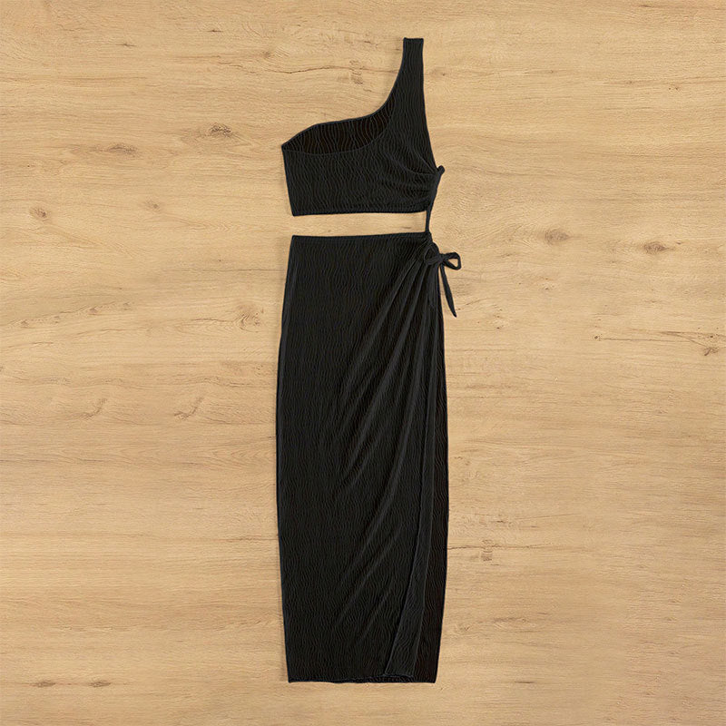 Damen Crop-Top und Wickelrock Set Drune