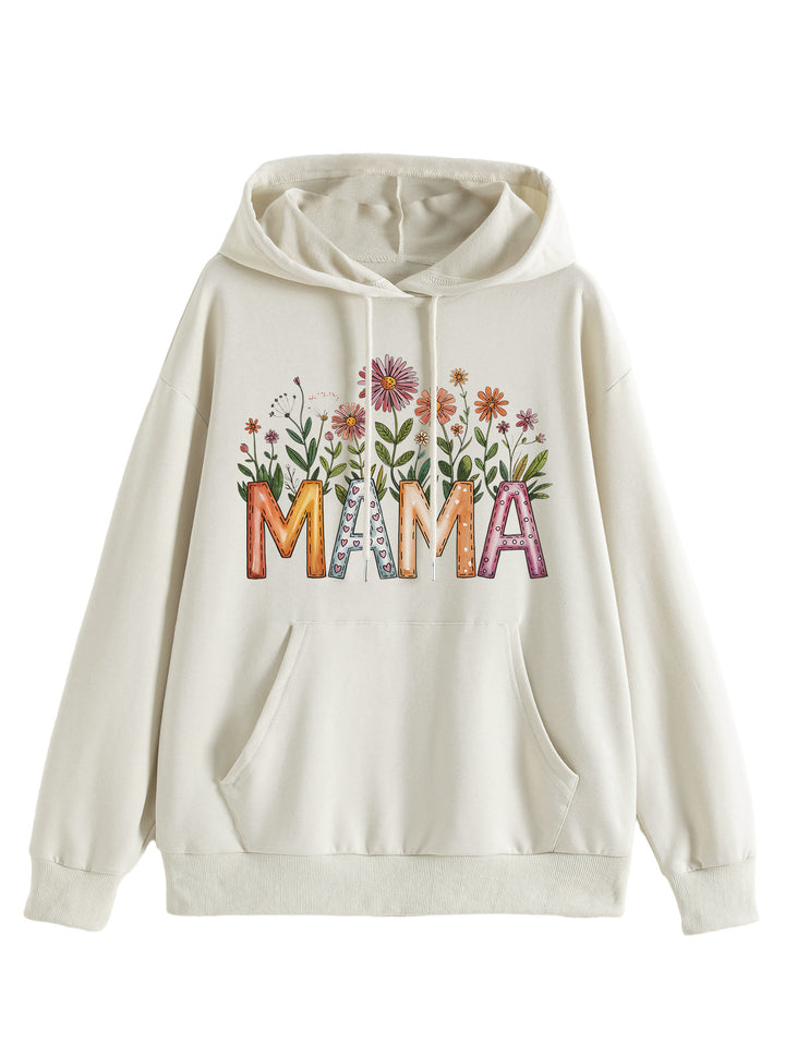 Damen Kapuzenpullover mit floralem Aufdruck und inspirierendem Schriftzug Drune