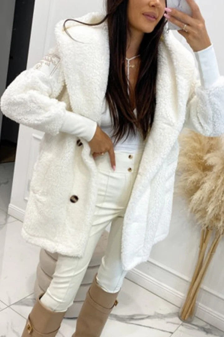 Damen Teddyfelljacke mit klassischem Kragen und praktischen Taschen Drune