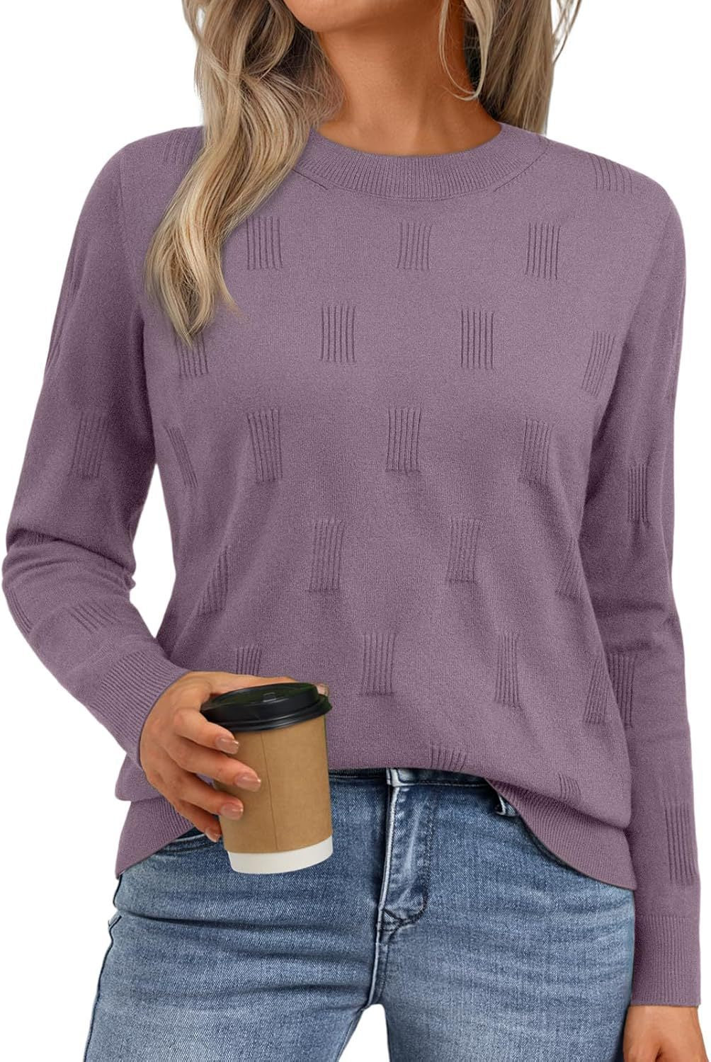 Damen Eleganter Strickpullover mit strukturiertem Muster Drune