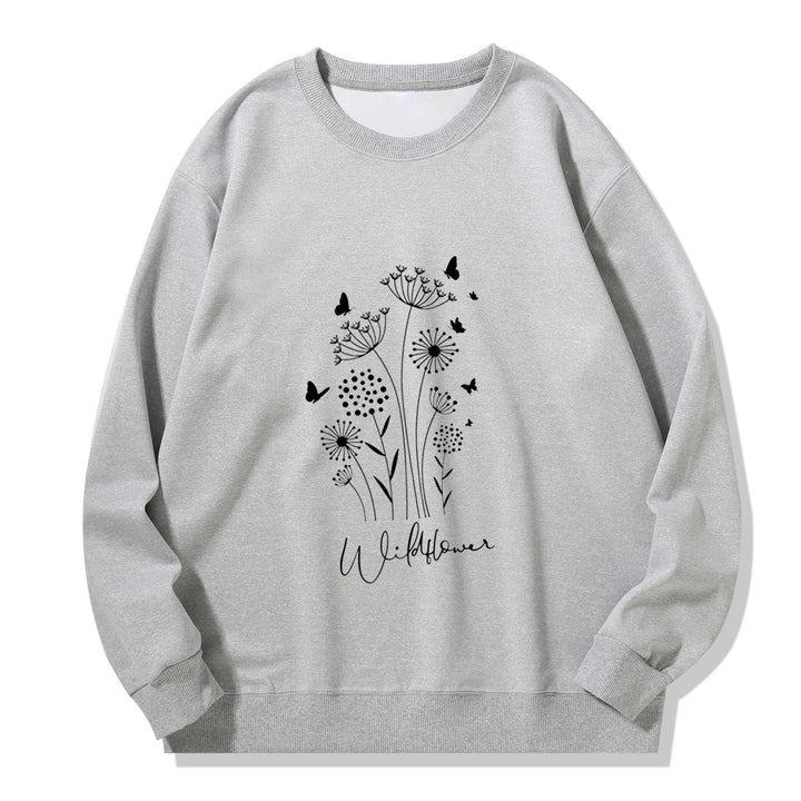 Damen Sweatshirt mit floralem Wildblumenprint und kuscheligem Innenfutter Drune