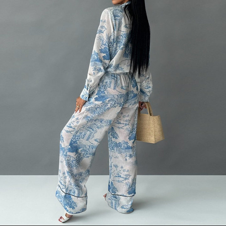 Damen Elegante und bequeme Pyjama-Anzug mit einzigartigem Floral-Design Drune