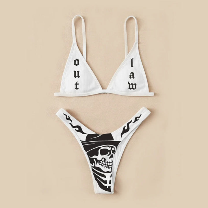 Damen Bandeau Bikini-Set mit auffälligem Grafikdruck Drune