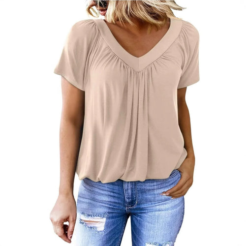 Damen V-Ausschnitt Bluse mit weichem Fall und modischem Schnitt Drune