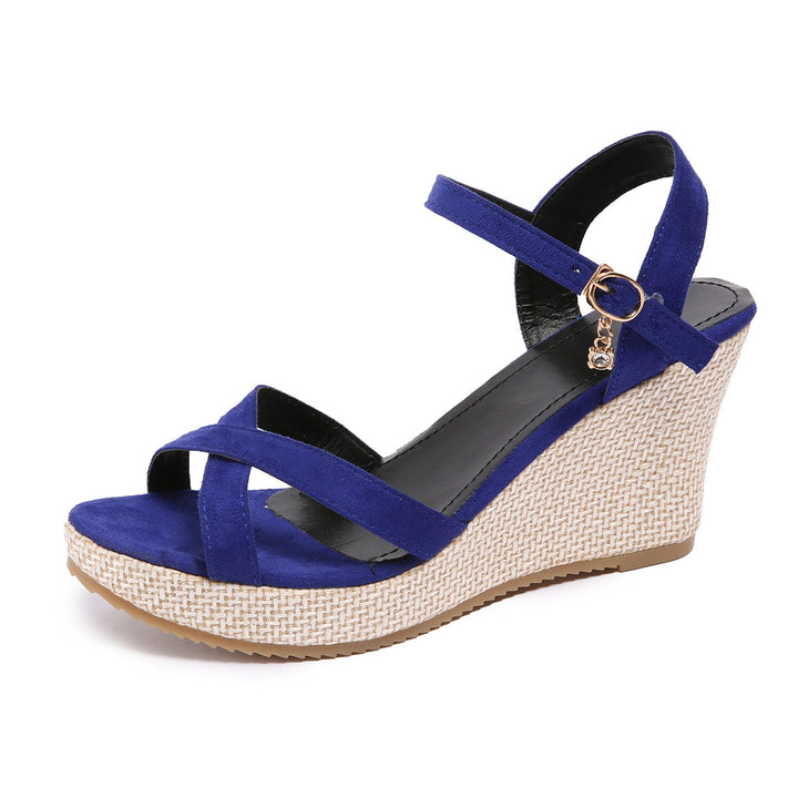 Damen Wedge-Sandalen mit verstellbarem Riemen und dekorativem Anhänger Drune