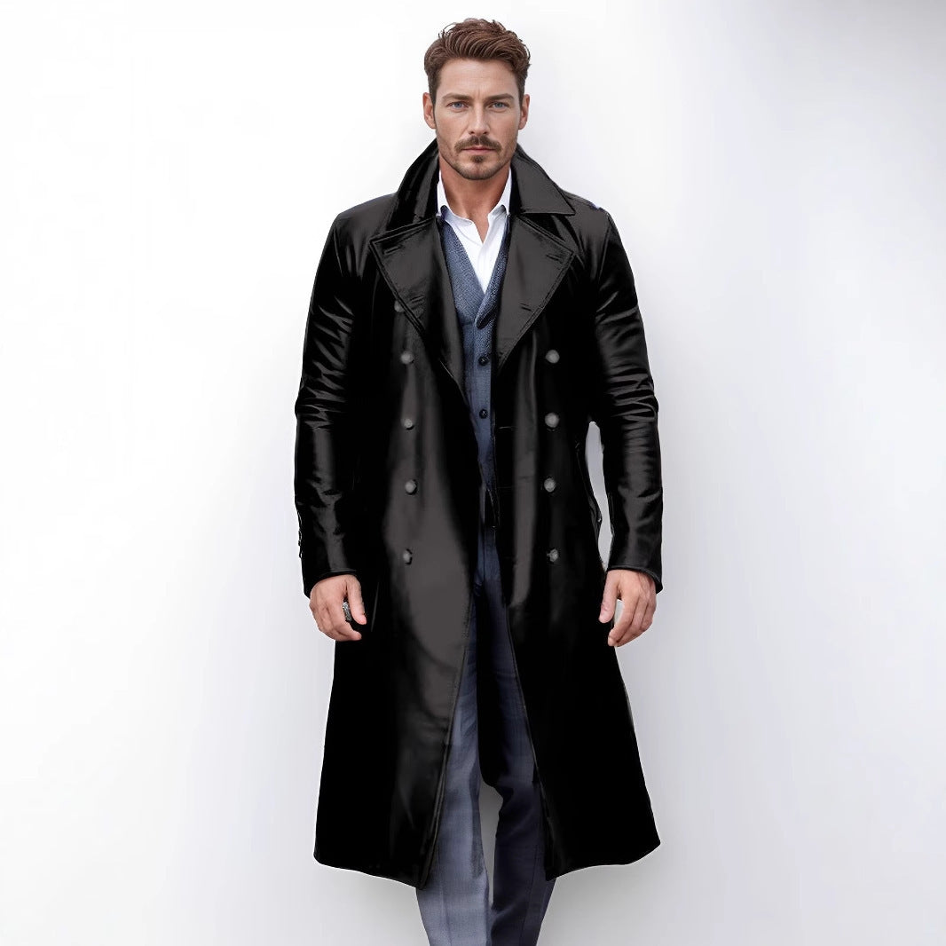 Herren eleganter und glänzender Trenchcoat Drune