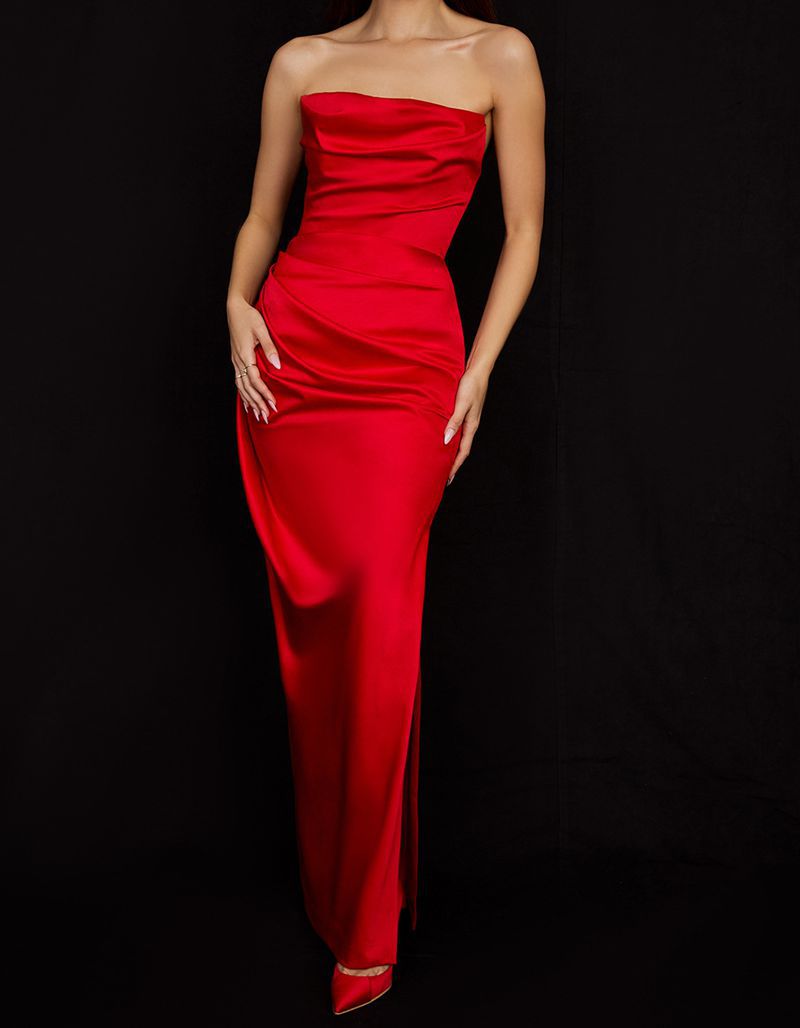 Damen nan trägerloses Abendkleid mit Drapiertem Bustier und schlanker Säulensilhouette Drune