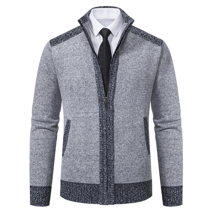 Herren nan strukturierter Strickcardigan mit Stehkragen und durchgehendem Reißverschluss Drune