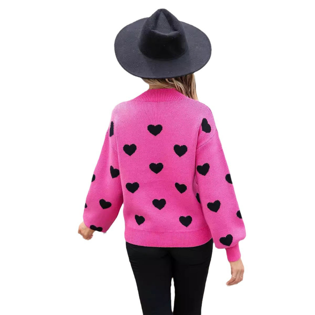 Damen lässiger Pullover mit Herzen und modernem Schnitt Drune