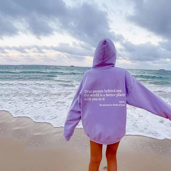 Damen Oversized Kapuzenpullover mit inspirierendem Schriftzug Drune