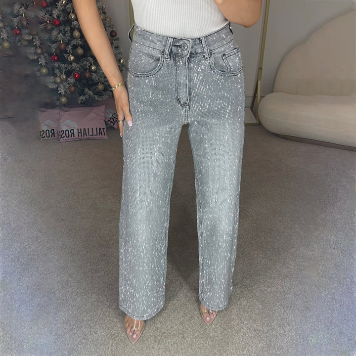 Damen Jeans mit glitzernden Applikationen und lässigem Schnitt Drune