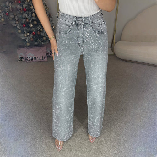 Damen Jeans mit glitzernden Applikationen und lässigem Schnitt Drune