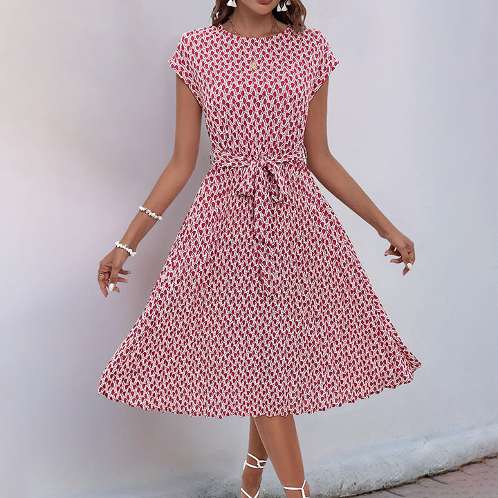 Damen Midikleid mit asymmetrischem Schnitt und modischem Bindegürtel Drune