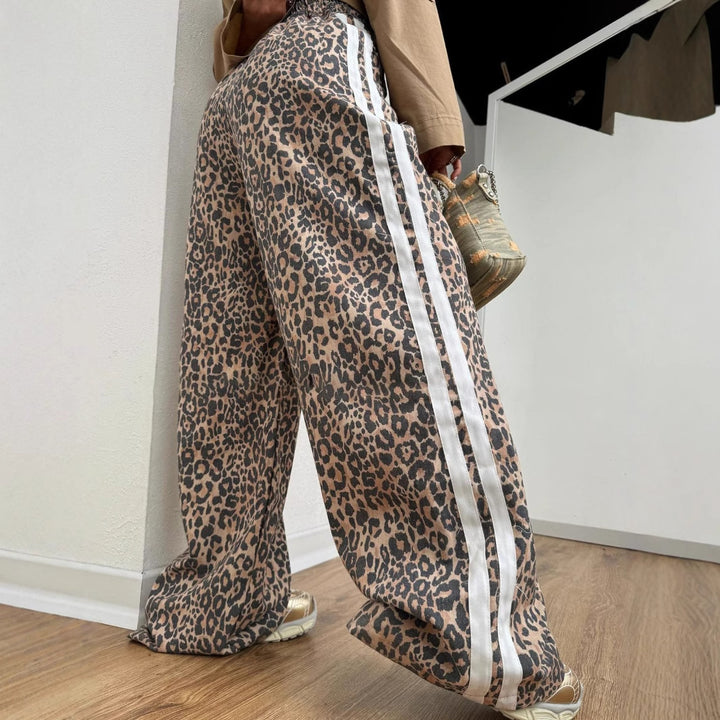Damen Elegante Maxihose mit Leopardenmuster Drune