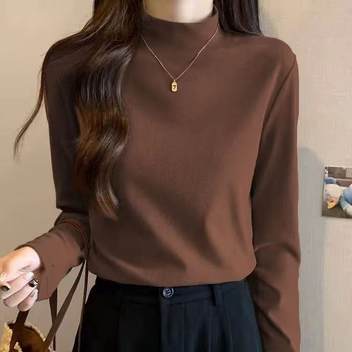 Damen Langarmshirt mit hochgeschlossenem Kragen und feiner Struktur Drune