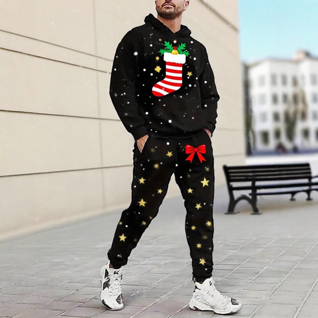 Herren Weihnachtsmotiviere Kapuzenpullover und Jogginghose Set Drune