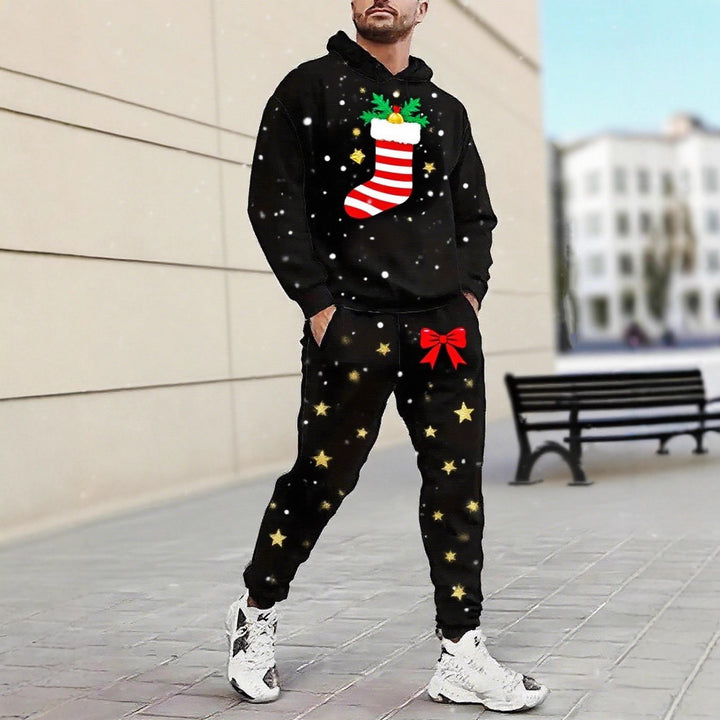 Herren Weihnachtsmotiviere Kapuzenpullover und Jogginghose Set Drune