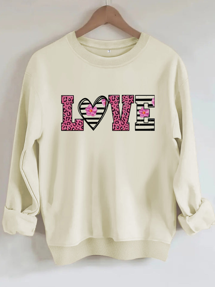 Damen Sweatshirt mit modernem Leopardenherz-Design und komfortablem Schnitt Drune
