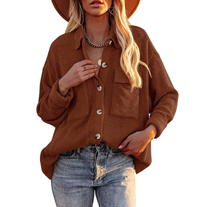 Damen lässige Overshirtjacke mit Struktur und praktischen Taschen Drune
