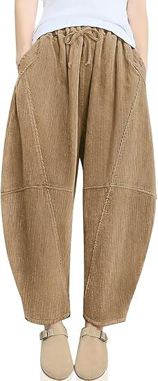 Damen raffinierte High-Waist Freizeithose mit Kordelzug Drune