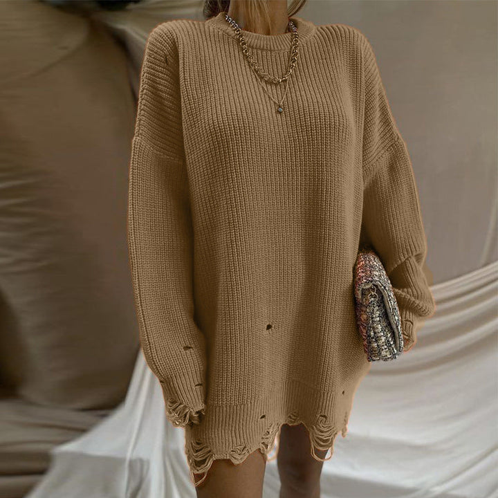Drune Ripped O Neck Oversized Sweater Kleid