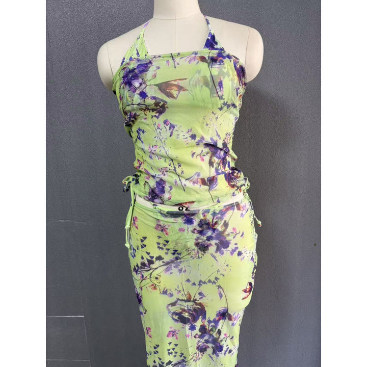 Damen Strandkleid mit modischem Wickeldesign und floralem Muster Drune