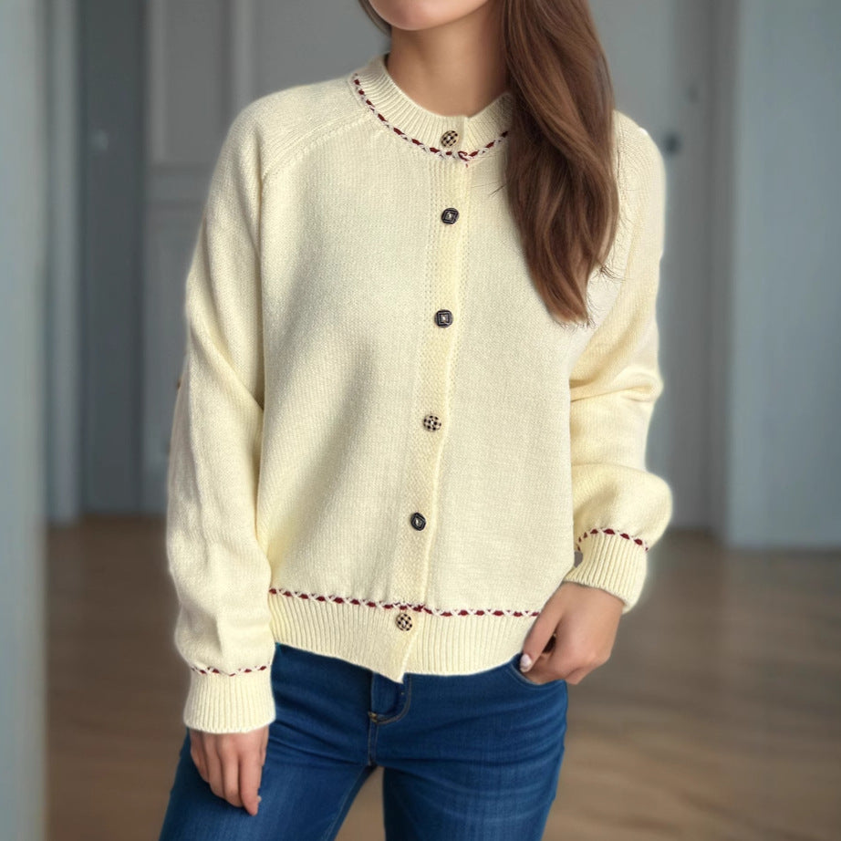 Damen Strickjacke mit dekorativen Knopfdetails und breiten Ärmeln Drune