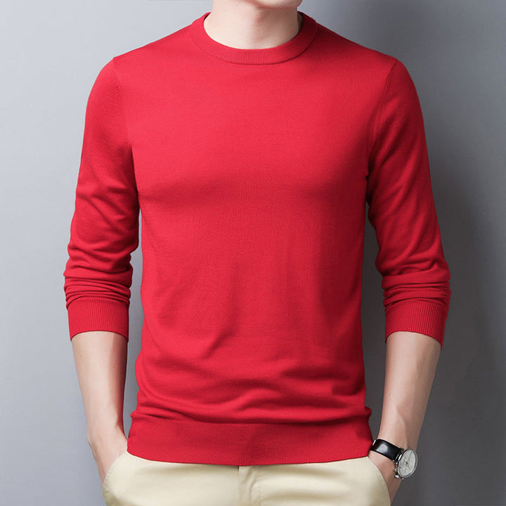 Drune | Langarm T-Shirt Slim Fit Wolle Seide Rundhalsausschnitt mit Rippbündchen