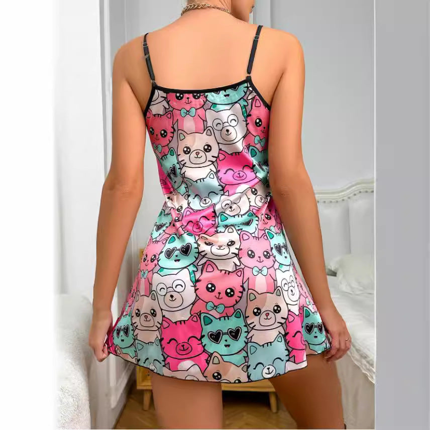 Damen Nachtkleid mit attraktiven Lippenmotiv Drune